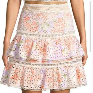 alice + olivia Kirsten Eyelet Embroidered Skirt